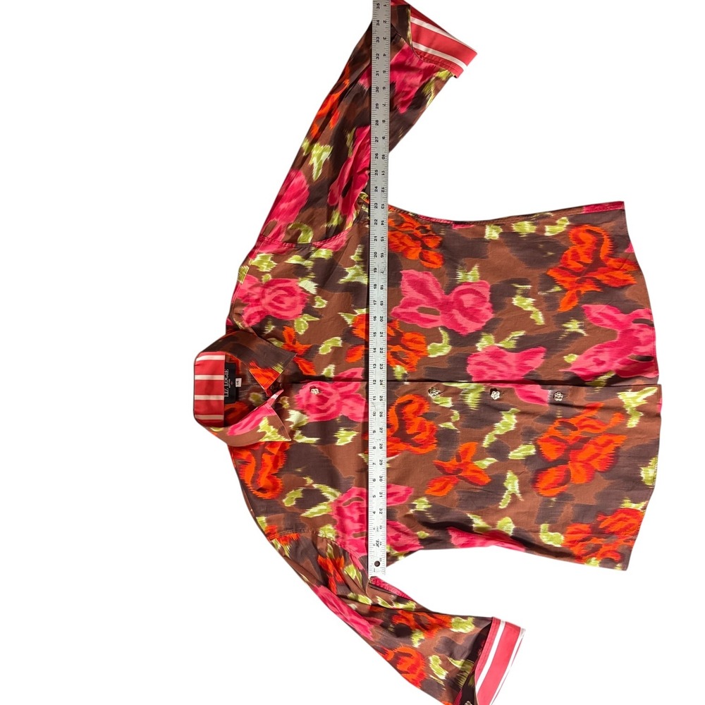 Liz‎ Locke New York Floral Button Front Blouse Size 14 Made in USA - Picture 3 of 8